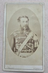 Fotografie cdv ofițer Cavalerie in uniformă / Franz Duschek Bucuresti