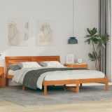 vidaXL Cadru de pat Maro ceruit 140 x 200 cm Lemn de brad solid