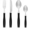 Set tacamuri din otel inoxidabil, maner negru, 12 buc