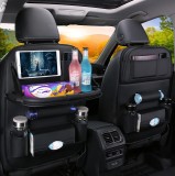 Organizator scaun auto cu tavă pliabilă, depozitare, din piele PU cu buzunare