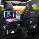 Organizator scaun auto cu tavă pliabilă, depozitare, din piele PU cu buzunare