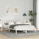Cadru de pat cu headboard Alb 120 x 200 cm Lemn de brad solid