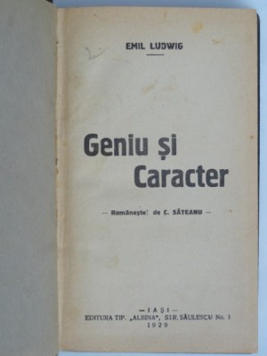 Geniu si caracter - Emil Ludwig foto