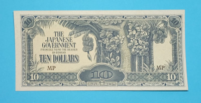 Malaya 10 Dollars 1942 &amp;#039;Banana Money&amp;#039; UNC serie: MP foto