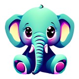 Sticker decorativ, Elefant, Turcoaz, 61 cm, 10432ST