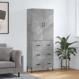 vidaXL Dulap &icirc;nalt, gri beton, 69,5x34x180, lemn compozit
