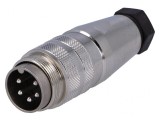 Mufă Tată M16 cu 5 Pini pentru Lipire pe Cablu 5A 300V Drept