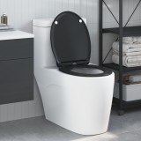 Scaun de toaletă cu eliberare rapidă vidaXL cu &icirc;nchidere lentă Duroplast Negru