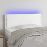 Cumpara ieftin Tăblie de pat cu LED, alb, 90x5x78/88 cm, piele ecologică