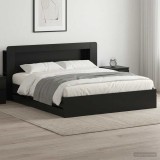 Cumpara ieftin Cadru de pat cu depozitare si tablie Negru 180 x 200 cm