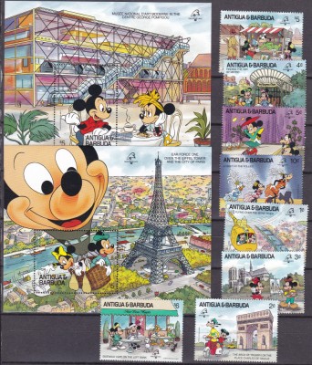 Antigua si Barbuda 1989 Disney Philex MI 1242-1249 + 2 bl. 158,159 MNH foto
