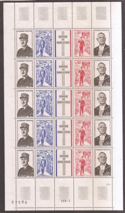 Franta 1971 - Prima aniversare a morții generalului Charles de Gaulle, MC, MNH