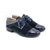 Pantofi dama casual din piele naturala bleumarin P650NOUBLM