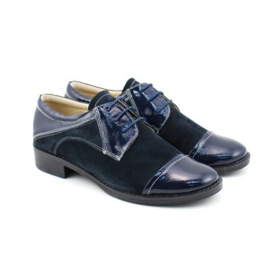 Pantofi dama casual din piele naturala bleumarin P650NOUBLM foto