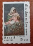 BRAZILIA &#039;&#039;ARTA PICTURA-RELIGIE- MADONA&#039;&#039;- Timbru vechi 1968-1V-MNH NESTAMP. -Calitate EXTRA