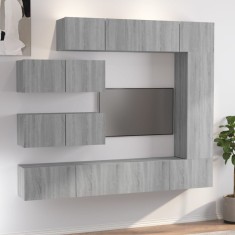 vidaXL Set comode TV, 7 piese, gri sonoma, lemn compozit