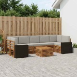 vidaXL Set de canapele de exterior 8 pcs Natural și gri deschis 3384152