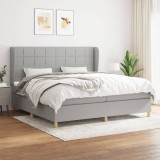 Cumpara ieftin Pat box spring cu saltea, gri deschis, 200x200 cm, textil