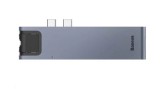 DOCKING Station Baseus, conectare PC USB Type-C x 2, USB 3.0 x 2, USB Type C x 1 PD 87W,SD x 1,MicroSD x 1,HDMI x 1/4K/60Hz,RJ-45 Gigabit LAN x 1,gri