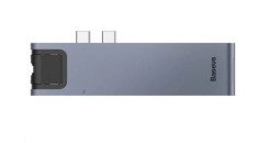 DOCKING Station Baseus, conectare PC USB Type-C x 2, USB 3.0 x 2, USB Type C x 1 PD 87W,SD x 1,MicroSD x 1,HDMI x 1/4K/60Hz,RJ-45 Gigabit LAN x 1,gri