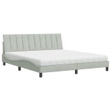Cumpara ieftin Pat cu saltea, Hanko, gri deschis, 180x200 cm, catifea