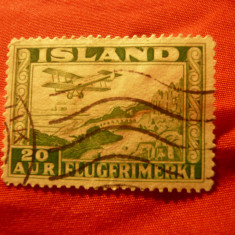 Timbru Islanda 1934 - Aviatie , 20 aur verde stampilat