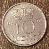 C50 - Moneda foarte veche - Olanda - 10 centi - 1958