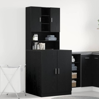 vidaXL Dulap pentru mașina de spălat 2 pcs Stejar negru foto