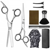 Set profesional de foarfece pentru coafură + pelerină + accesorii