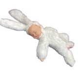 Iepuras Copil Imitatie Anne Geddes Alb 34cm, Decor Lumanare Botez, Recomandat 3+ Ani