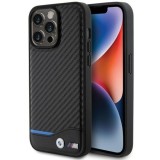 Husa pentru iPhone 15 Pro Max - BMW Leather Carbon (BMHCP15X22NBCK) - Black