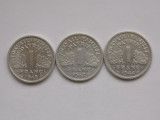 LOT 3 MONEDE 1 FRANC FRANTA-VICHY-1942,1943,1944