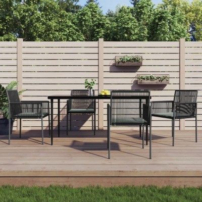 vidaXL Set mobilier grădină cu perne, 5 piese, negru, poliratan &amp;amp; oțel 3187069 foto
