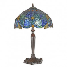 Lampa mare Tiffany din bronz cu decoratiuni albastre TA-132