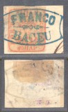 MOLDOVA 1858 timbru Cap de Bour 80 parale cu stampila FRANCO BACEU (Bacău) M3 pe fragment de plic expertizat Heimbuchler