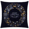 Fata de perna decorativa Merry Christmas, 40 x 40 cm, cu fermoar, poliester, negru