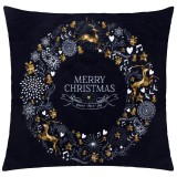 Cumpara ieftin Fata de perna decorativa Merry Christmas, 40 x 40 cm, cu fermoar, poliester, negru