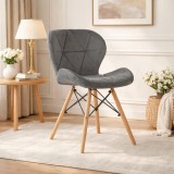 Cumpara ieftin Scaun bucatarie/living, Artool, Torino Velvet, catifea gri, picioare lemn natur, 48x52.5x74 cm