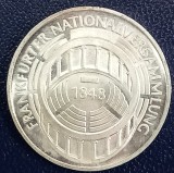 (A155) MONEDA DIN ARGINT GERMANIA - 5 MARK 1973, LIT. G, 125 ANI ADUNAREA GENERALA DE LA FRANKFURT