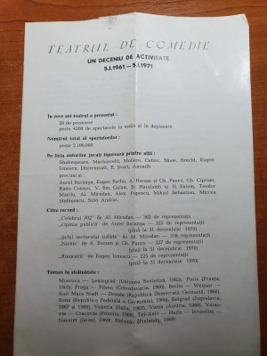 program teatrul de comedie un deceniu de activitate 1971 foto