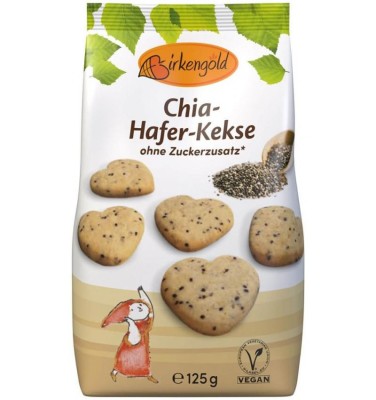 Biscuiti din Ovaz cu Chia Indulciti cu Xylitol Birkengold 125gr foto