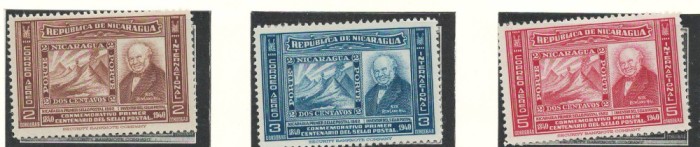 Nicaragua 1941 Mi 911/13 MNH - 100 de ani de timbre