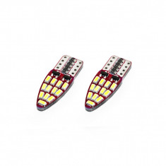 Set becuri auto cu LED CANBUS compatibil T10e W5W 24 SMD Alb 12V, destinat competitiilor auto sau off-road