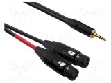 Cablu audio XLR feminin 3 pin la Jack 3,5mm stereo 2m negru PVC Reds Music