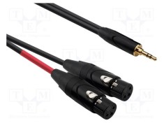 Cablu audio XLR feminin 3 pin la Jack 3,5mm stereo 2m negru PVC Reds Music