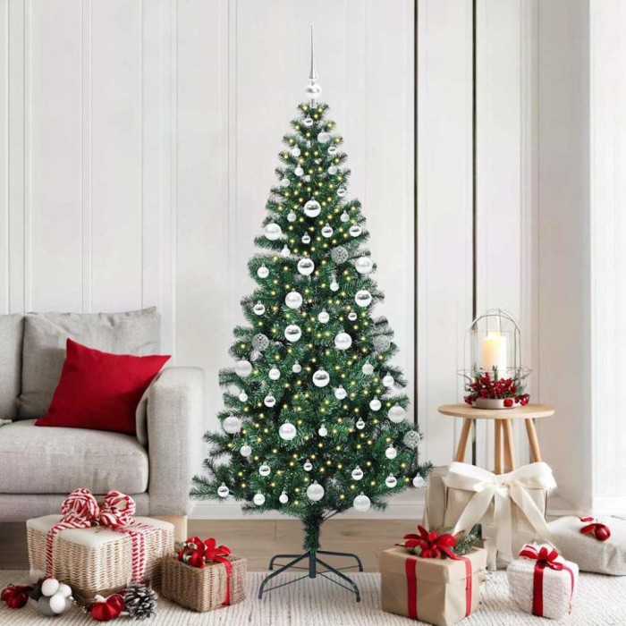vidaXL Pom de Crăciun artificial pre-iluminat cu 300 LED Verde 180 cm 3396767