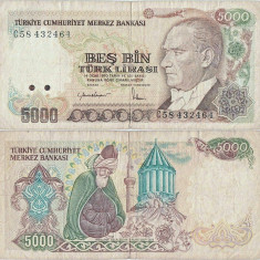 1985 , 5,000 turkish lira ( P-197a.1 ) - Turcia