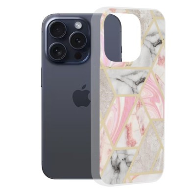 Husa pentru iPhone 15 Pro - Techsuit Marble Series - Pink Hex foto