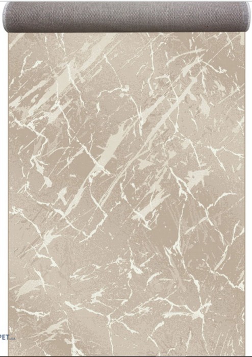 Traversa Festonata Surfilata, Model Cappuccino 16132-112, Inaltime Fir 7 mm, Latime 0.8m, Marime 80 x 300 cm, Crem, Maro, Antialergic, Polipropilena,