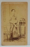 FOTOGRAF FRANZ DUSCHEK , BUCURESTI , TANARA CU CARTEA , FOTOGRAFIE C.D.V. , SFARSIT DE SECOL XIX